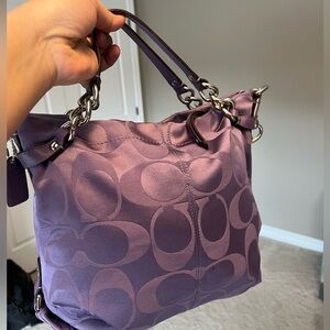 Coach Purple Signature Shoulder Bag with Chain Handles